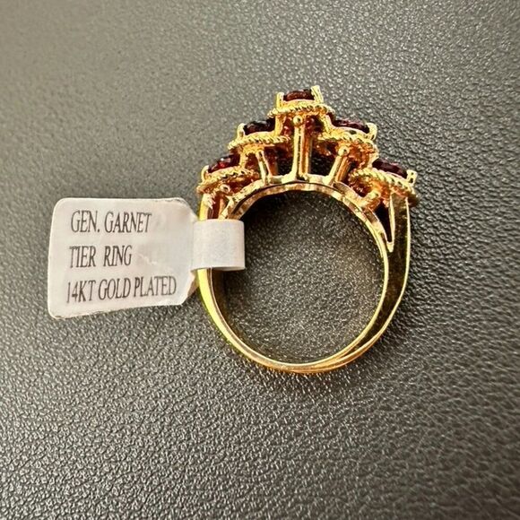 NWT Gen Garnet 14KT Gold Plated Tier Ring Size 5 - New - Picture 6 of 8